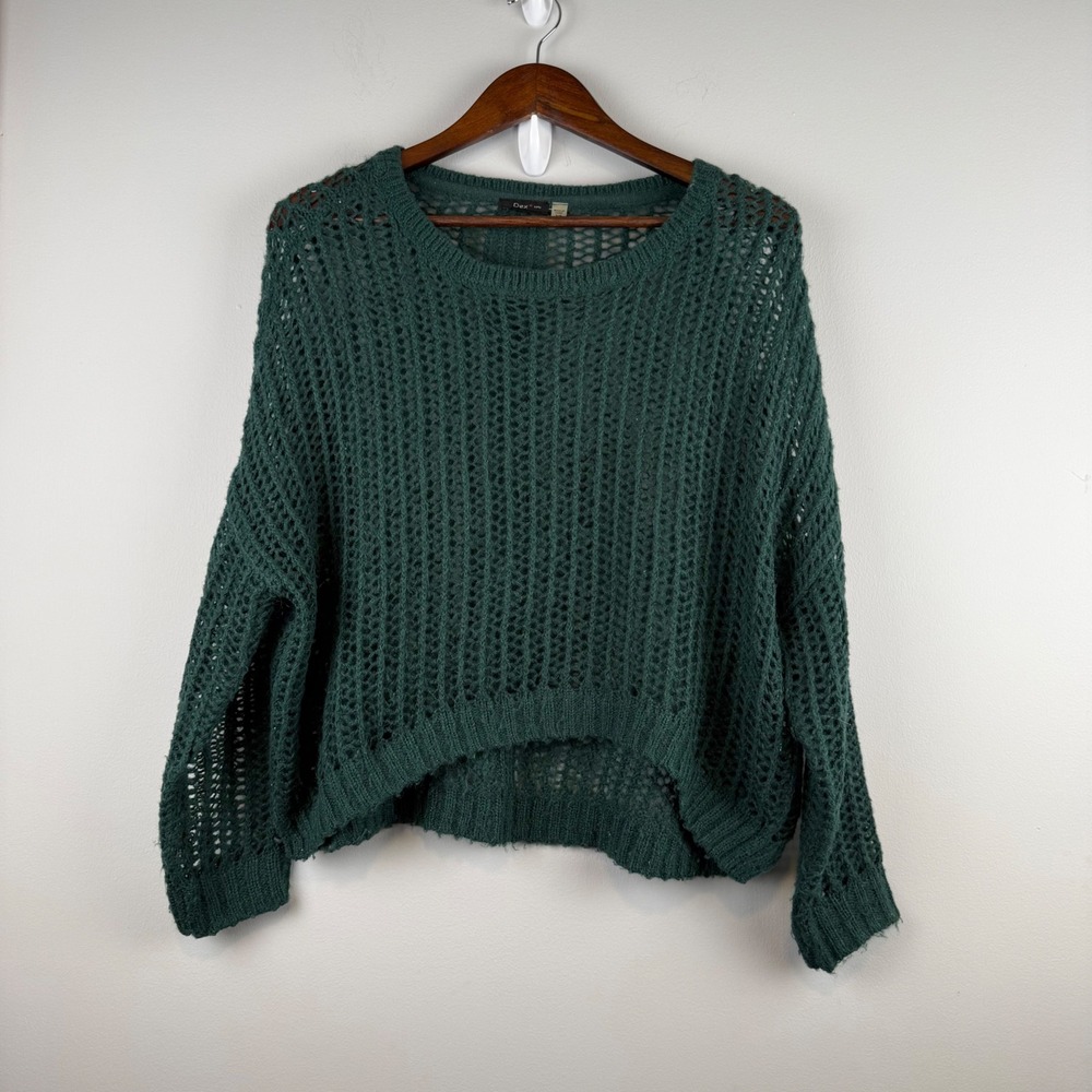 Dex Open Knit Sweater Women S Green Crochet Layering Fairy Grunge Goblincore